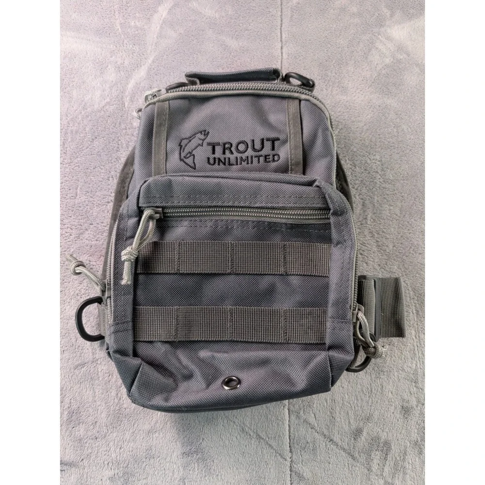 Trout Unlimited Tactical Sling Bag Olive Gray Fishing Crossbody MOLLE Pack